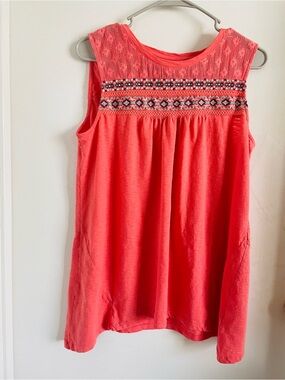 Style & Co. Coral Sleeveless Tank with Embroidered Yoke